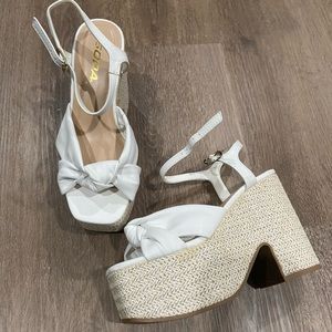 White Platform Espadrille High Heel Sandals
